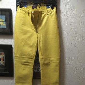 Celine yellow lambskin trousers